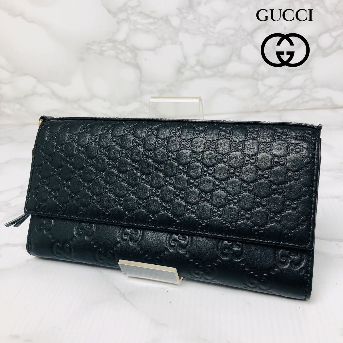 09 極美品 GUCCI グッチ シマ マイクロシマ 二つ折り財布 長財布