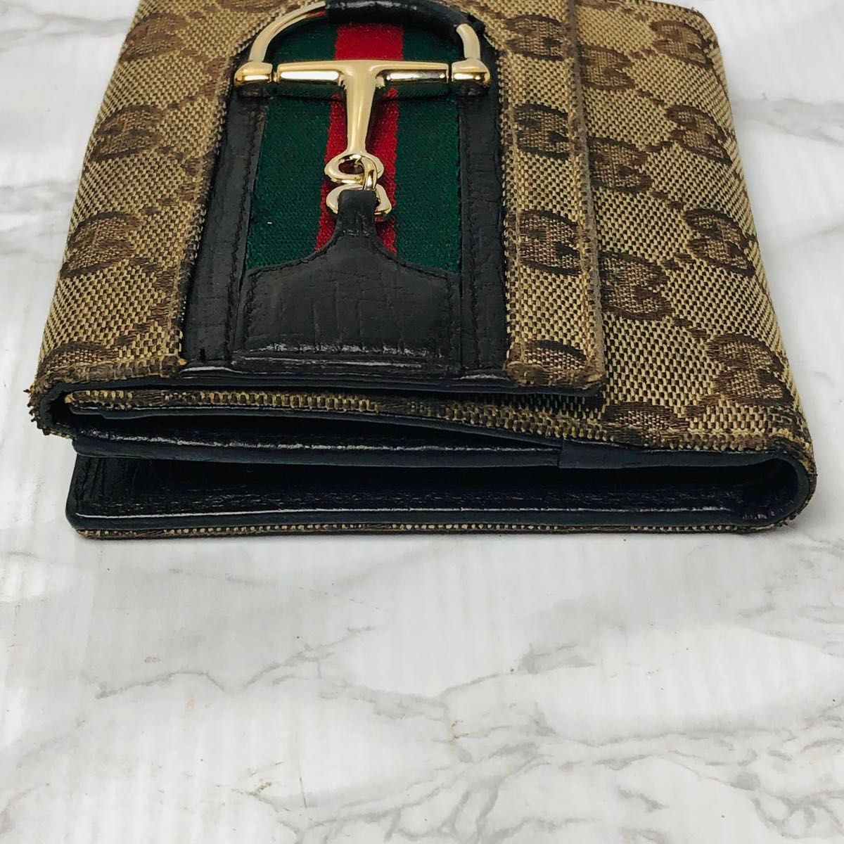 GUCCI グッチ シェリーライン 二つ折り財布 GGキャンバス