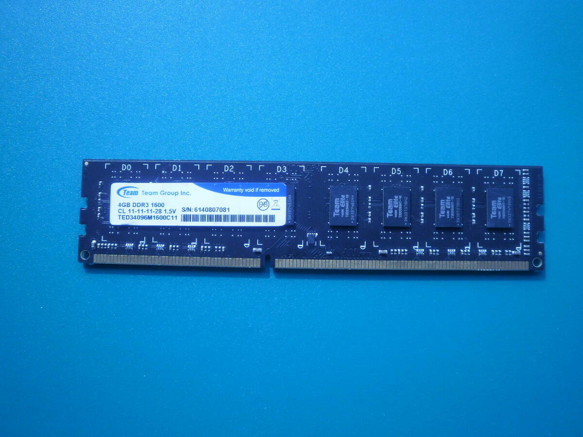 動作確認済み　TEAMGROUP　DDR3-４GB　PC3-4GB　１枚　 K_画像1