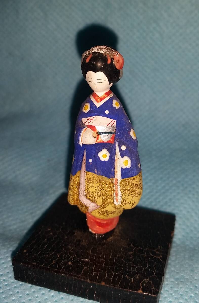 日本人形：陶器 和服 舞妓 全高約6cm 置物 昭和 貴重 当時物 TAE/オクパナ _画像1