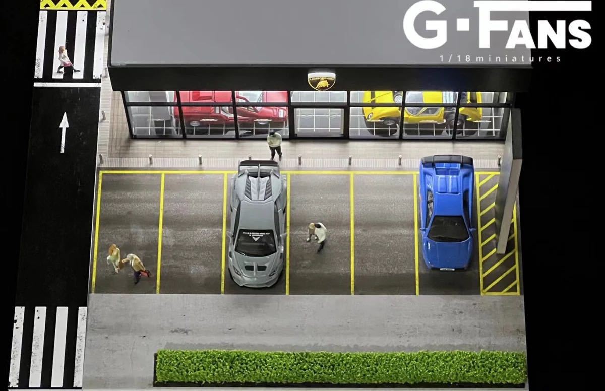 即納 G-FANS 1/64 ランボルギーニストア ジオラマ 点灯 組立式 駐車場付き 新品未開封 新発売の画像5