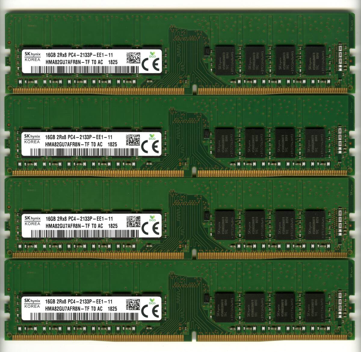 【ECC UDIMM】DDR4-2133、16GBの4枚セットで64GB、中古 SKhynix  ECC Unbuffered  Z240で動作確認済み 1825-5の画像1