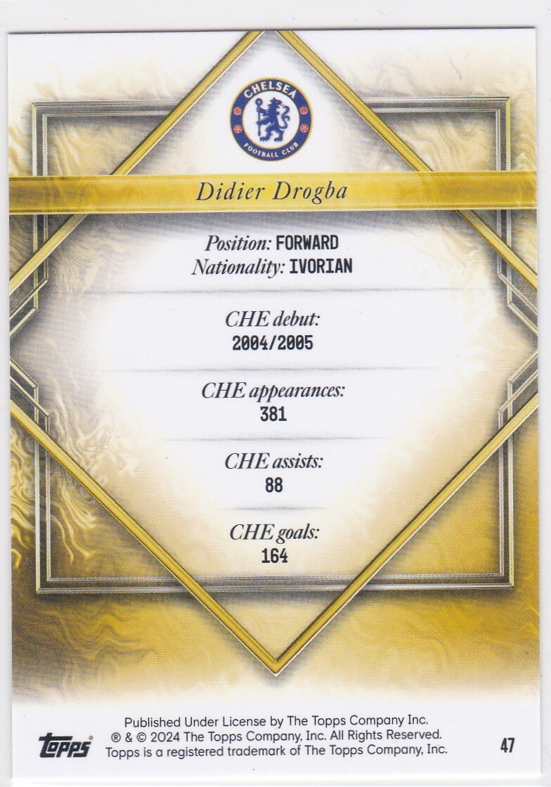 DIDIER DROGBA 2024 TOPPS CHELSEA FC TEAM SET GOLD DRIPの画像2