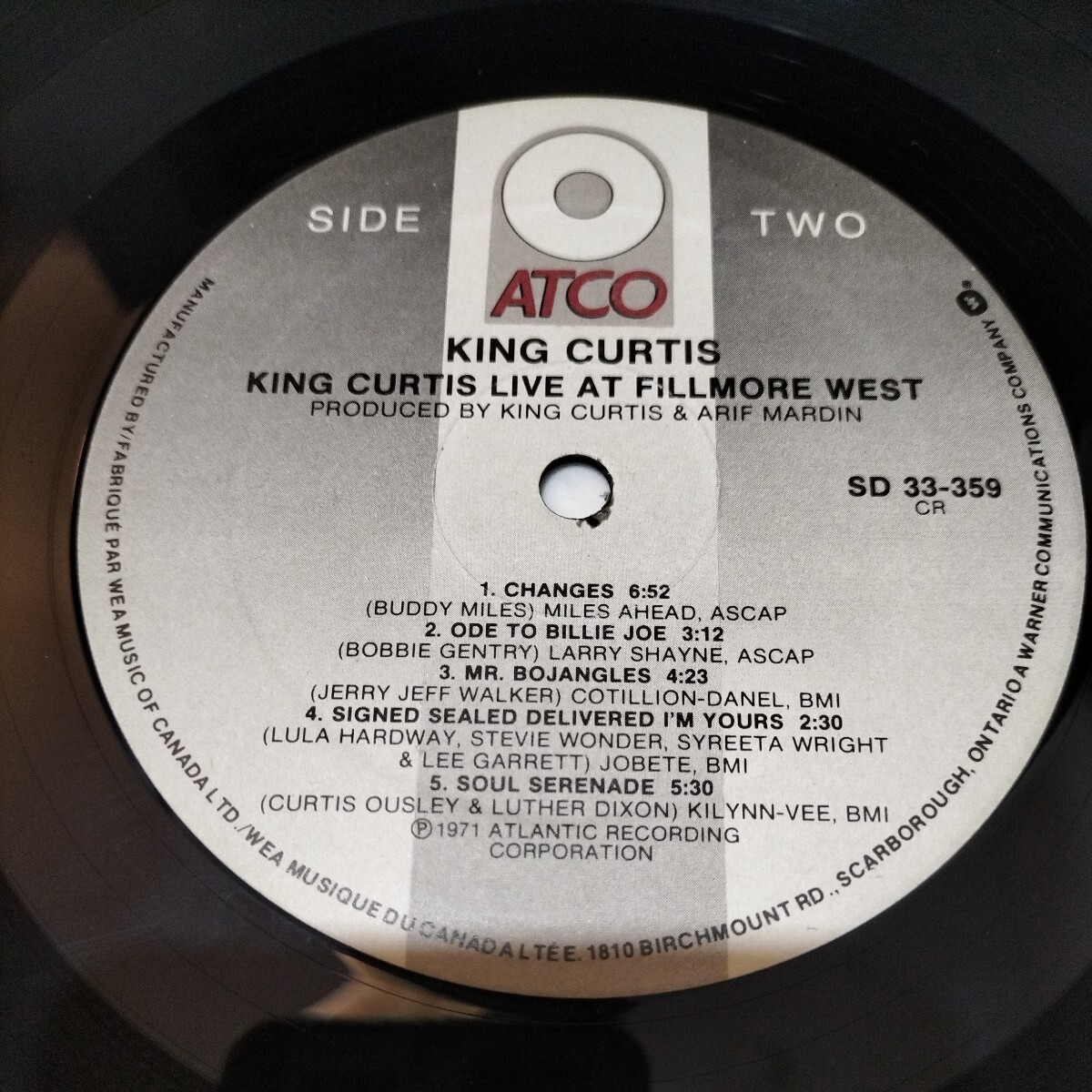 ソウル輸入中古盤レコード King Curtis Live at fillmore west 名盤 キングカーティス、バーナード・パーディ参加 Atco Soul カナダ盤の画像5