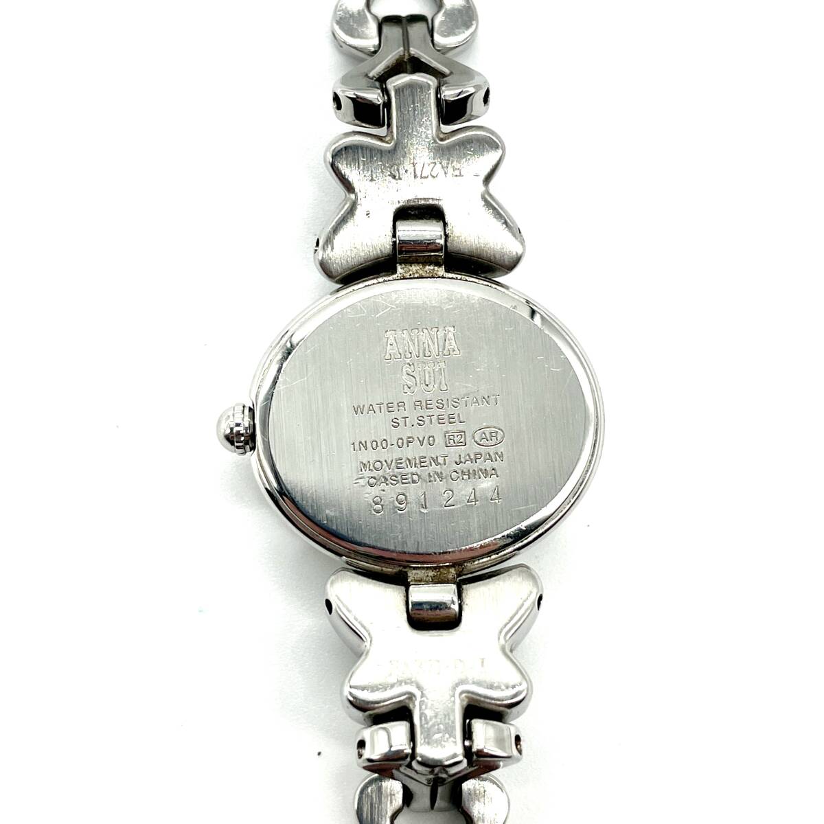 稼働品 ANNA SUI アナスイ カットガラス 蝶 パピヨン クォーツ 腕時計 ブレスレット アクセサリーウォッチ紫 シルバー 1N00-0PV0の画像8
