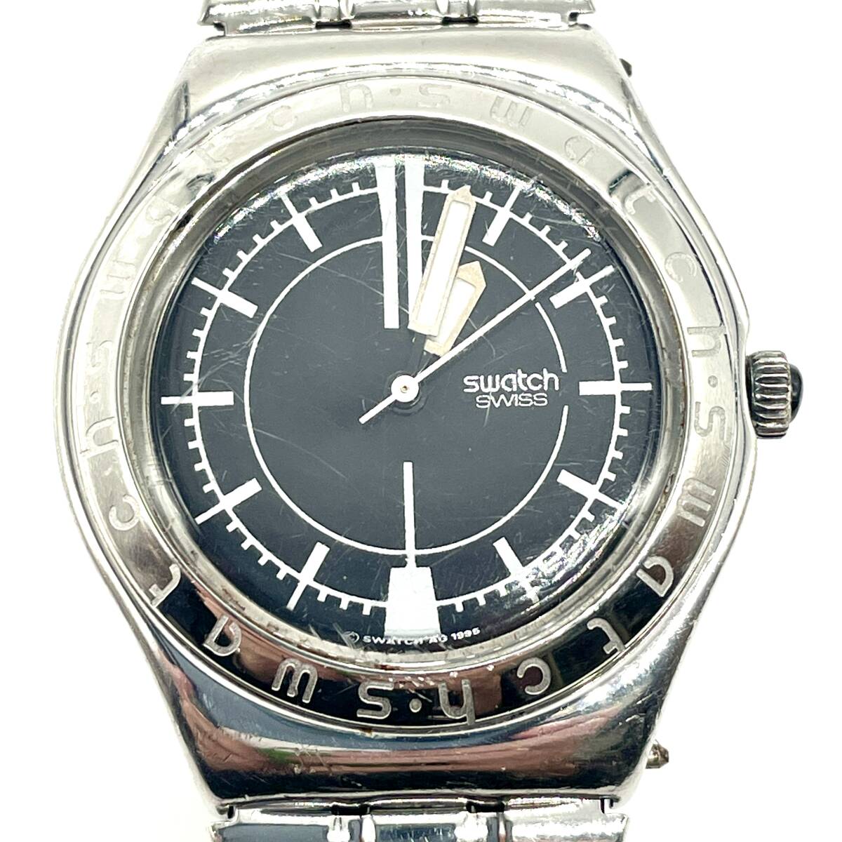 希少 稼働品 Swatch レアスウォッチ IRONY AVALANCHE 1996年モデル YLS104A クォーツ 腕時計 アイロニー アバランチ シルバー ブレスレットの画像1