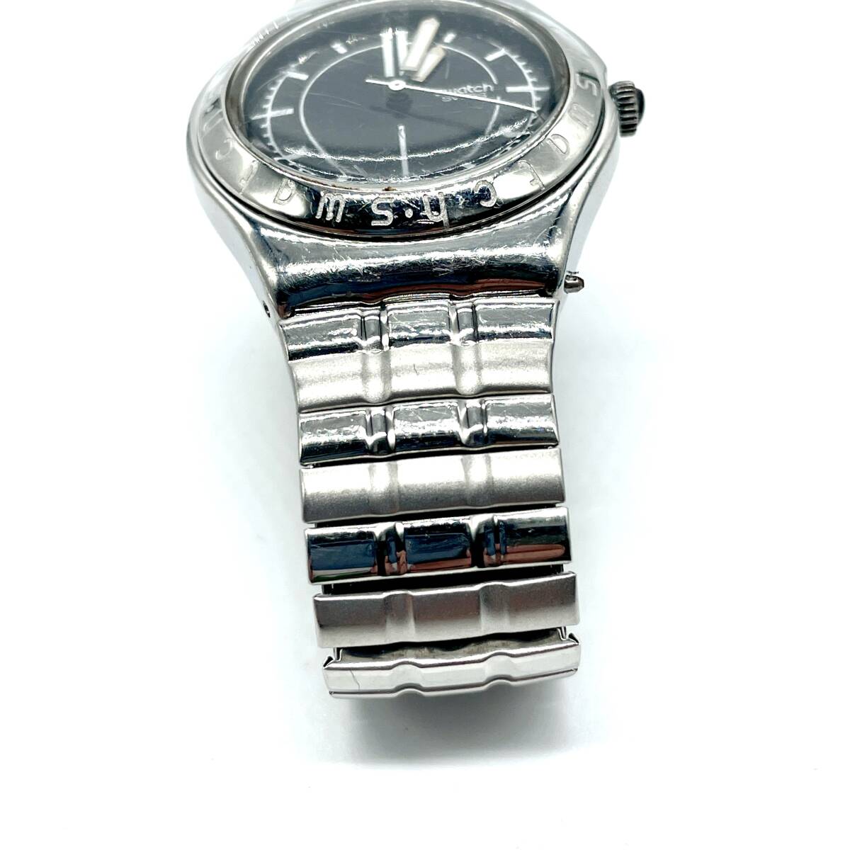 希少 稼働品 Swatch レアスウォッチ IRONY AVALANCHE 1996年モデル YLS104A クォーツ 腕時計 アイロニー アバランチ シルバー ブレスレットの画像4