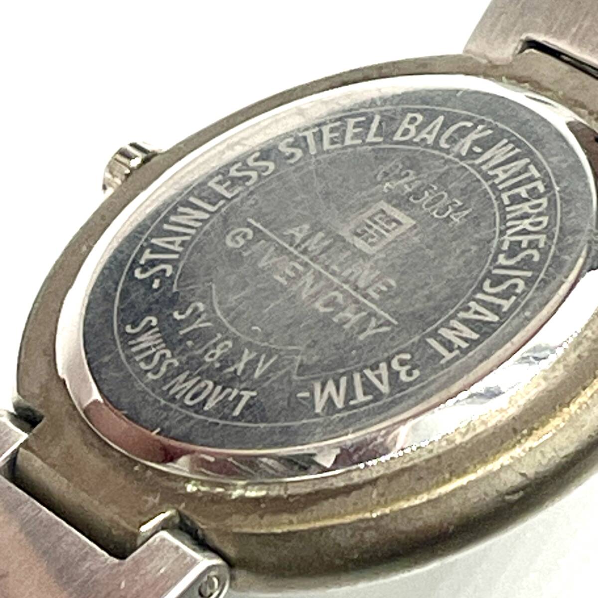 稼働品 希少 GIVENCHY ジバンシー 腕時計 クォーツ AM LINE SY.18 XV マット シルバー ラウンド ホワイト文字盤 箱 コマ付き レアの画像7