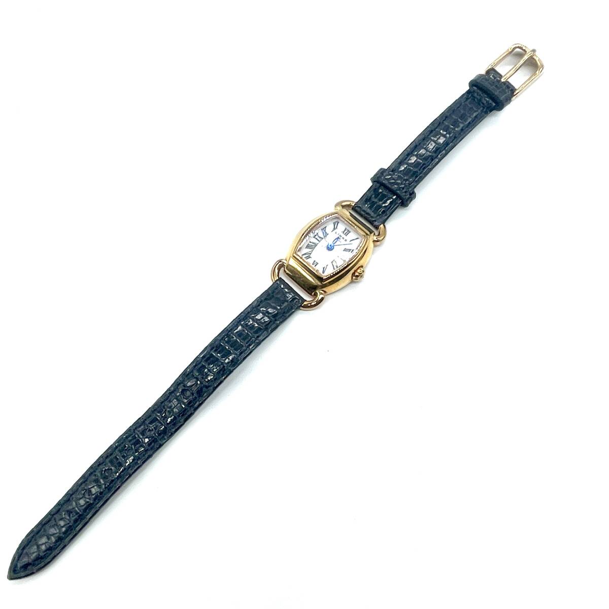 美品 稼働品 LINKS OF LONDON リンクスオブロンドン ドライバー クォーツ 腕時計 ゴールド レザーベルト ジュエリーウォッチ トノー型