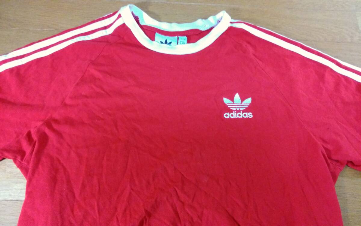 adidas(アディダス) Tシャツ SIZE:L 赤 白 送料215円～_画像3