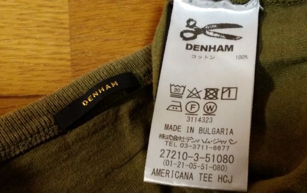 DENHAM デンハム Tシャツ SIZE:L カーキ 送料215円～_画像7