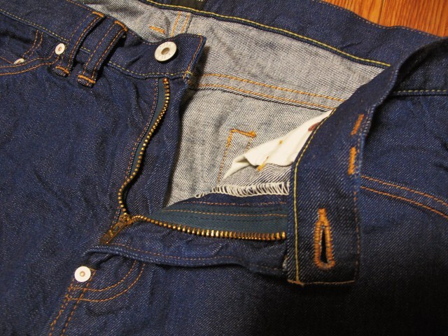 日本製 THE UNION THE OVERALLS 1st DENIM 革パッチ股リベ インディゴ デニム パンツ TO00001 W34 ザユニオン_画像6