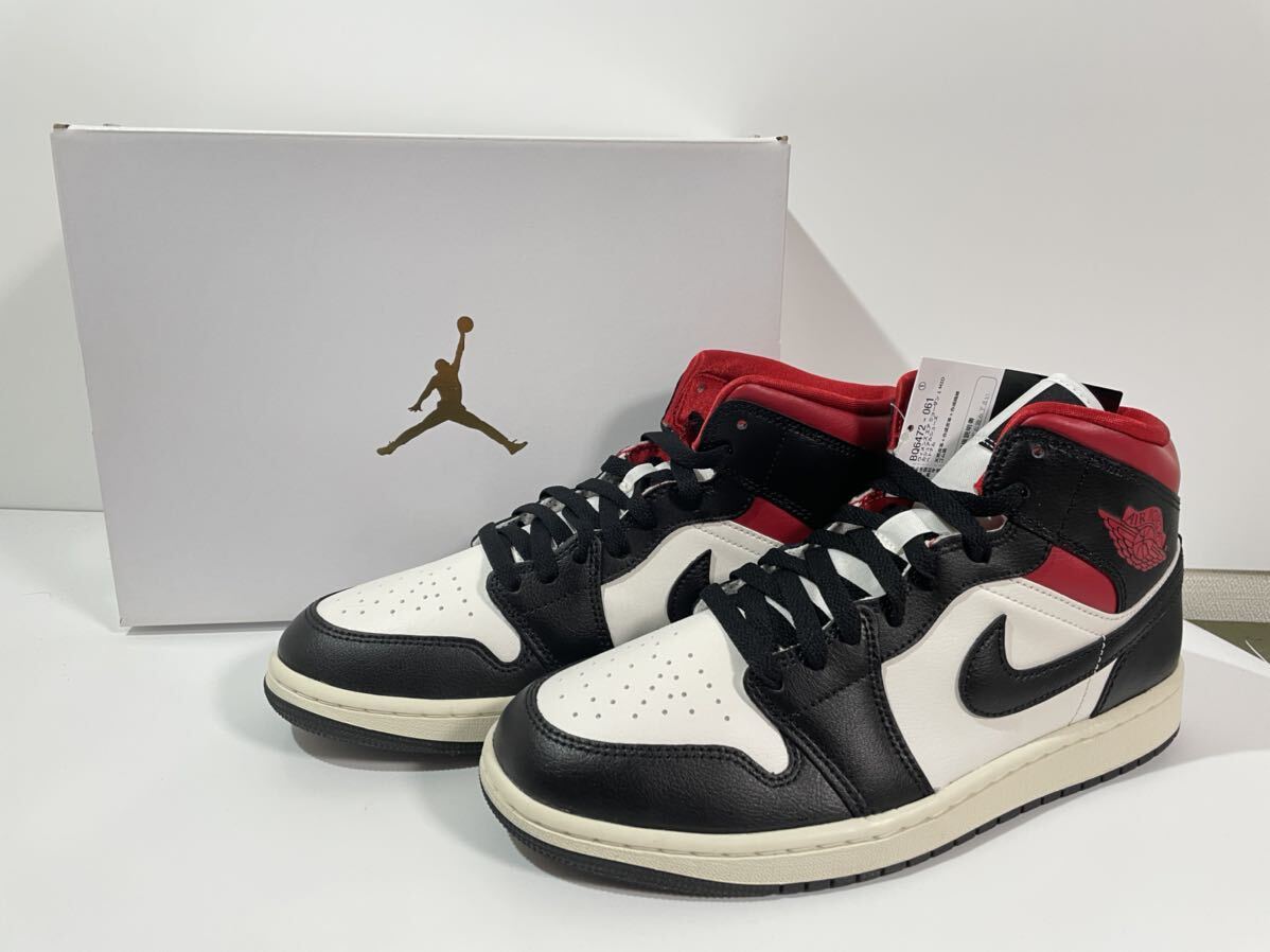 【送料無料】【新品】ウィメンズ27.5㎝　NIKE WMNS AIR JORDAN 1 MID ナイキ ウィメンズ エアジョーダン1 ミッド ブラック/ジムレッド_画像2