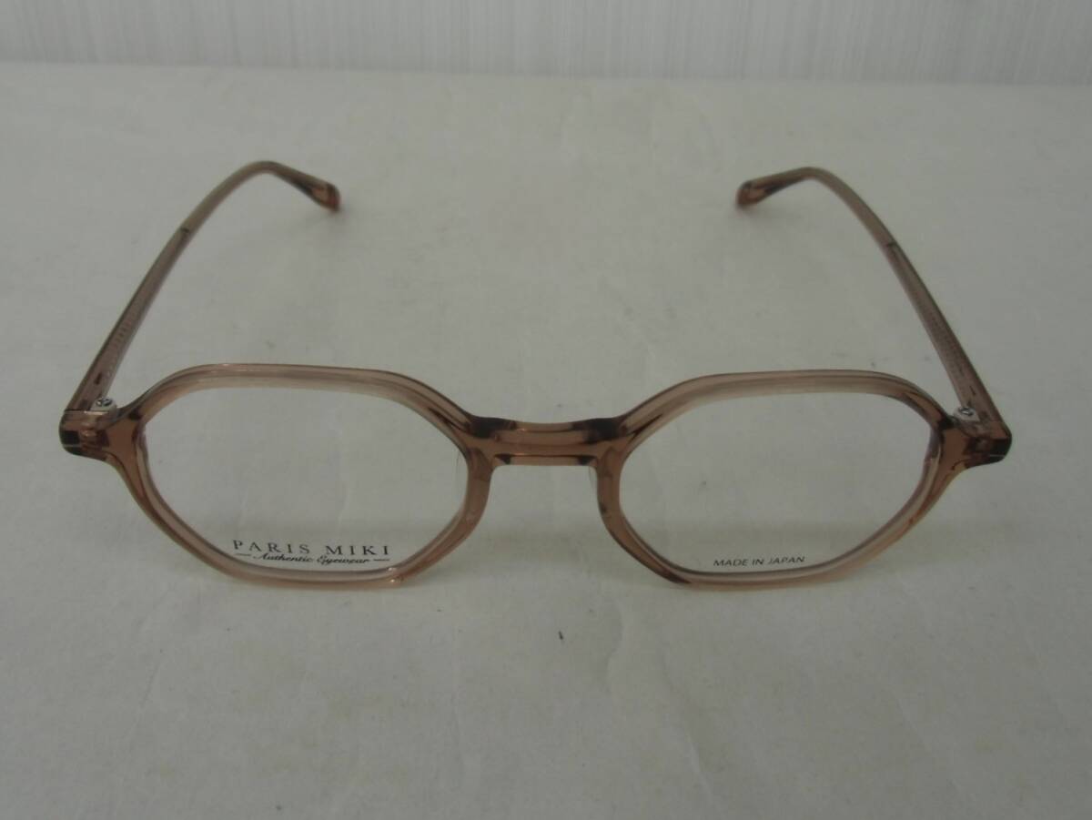 PARIS MIKI パリミキ 眼鏡フレーム 多角形型 46□20-142 ブラウン系 メガネ　美品_画像3