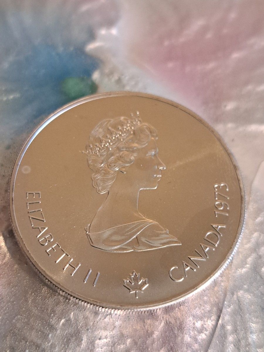 1973年モントリオールオリンピック銀貨　5ダラー品位SV925　外国コイン　エリザベスコイン　カナダコイン シルバー メダル