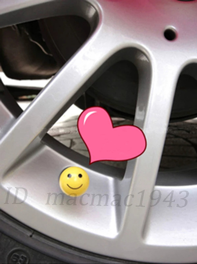 ■送料無料 即決 スマイル エアバルブ 4個セット 笑顔 ニコちゃん キャップ ホイール タイヤ 汎用 軽量 エアーバルブ アルミ カスタム 11の画像3