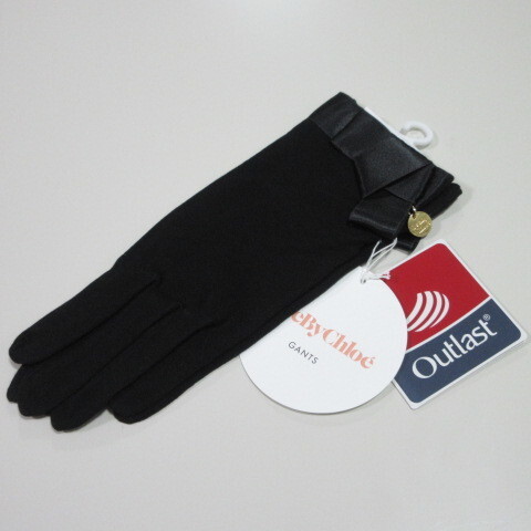 レディースUV手袋【SeeByChioe】シーバイクロエUV手袋 温度調節素材 リボン チャーム付き/黒_画像1