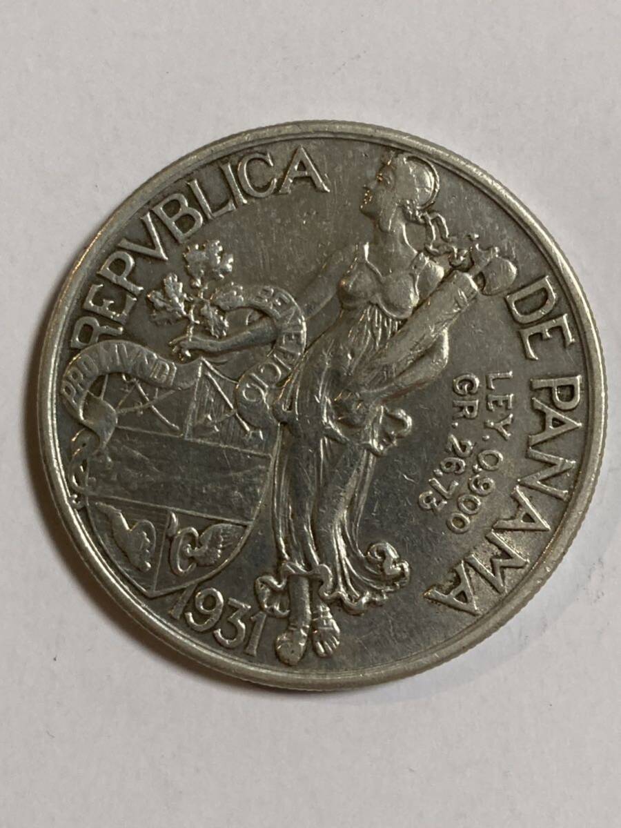 27 パナマ　銀貨　1931 大型銀貨　26.72g_画像2