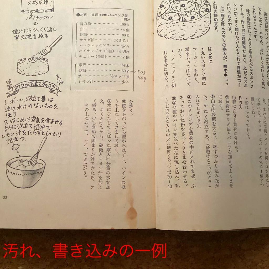 【送料無料】希少本 シミ汚れダメージ多数 昭和古書 秘密のケーキづくり マドモアゼルいくこ 21世紀ブックス_画像3