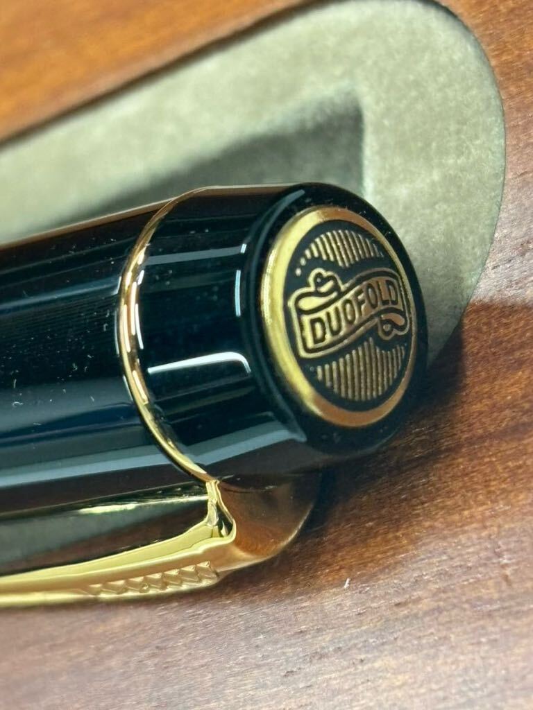 PARKER パーカー DUOFOLD デュオフォールド 万年筆 ペン先 18K 750 ブラック×ゴールド 木箱入り ①_画像8