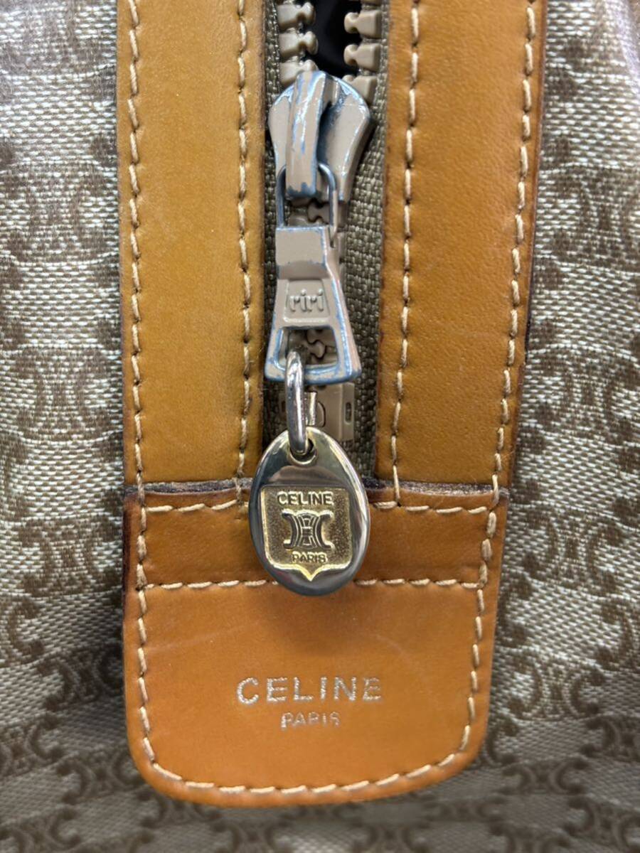 CELINE セリーヌ マカダム柄 ボストンバッグ ハンドバッグ ベージュ レザー PVC の画像10