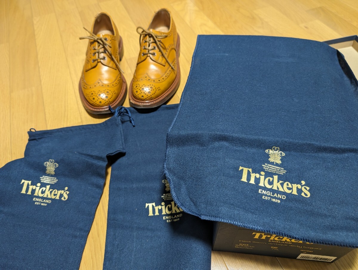 トリッカーズ TRICKER'S バートン 外羽根 カントリー シューズ size7.5 エーコン_画像6