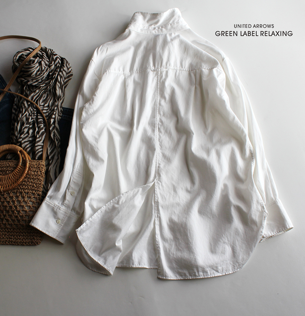 ユナイテッドアローズgreen label relaxing／１_OF MINEシリーズプレーンワイドシャツ白の画像4