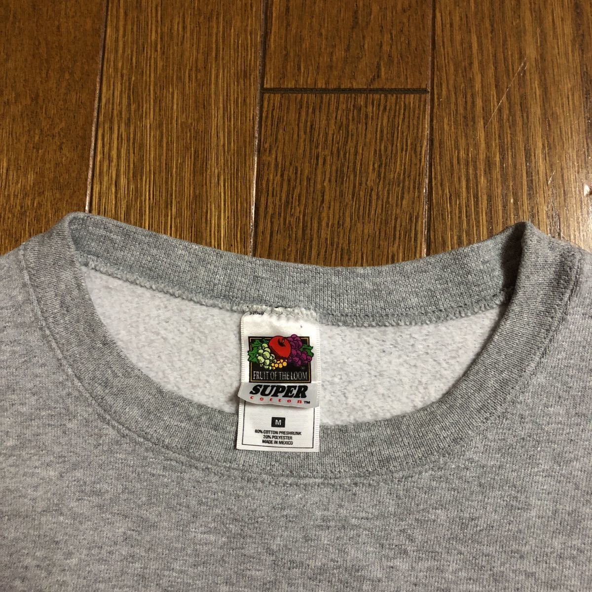 最終値下げ！美品 フルーツオブザルームFRUIT OF THE LOOM トレーナー SUPER COTTON サイズＭ グレー メキシコ製_画像7