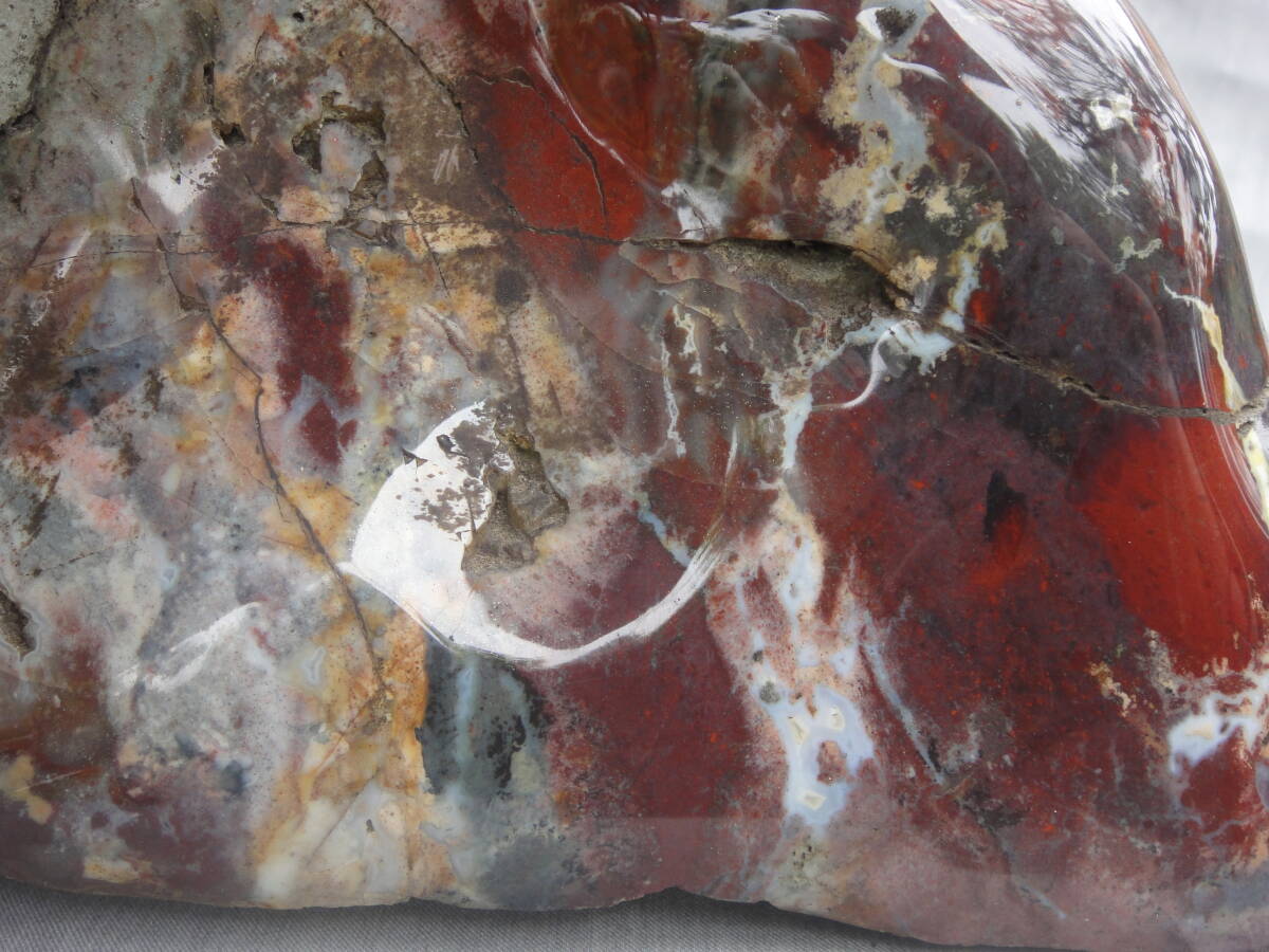 大きな錦紅石、佐渡島産、8.2㎏（検索用、水石、鑑賞石、赤玉石、菊花石）の画像7