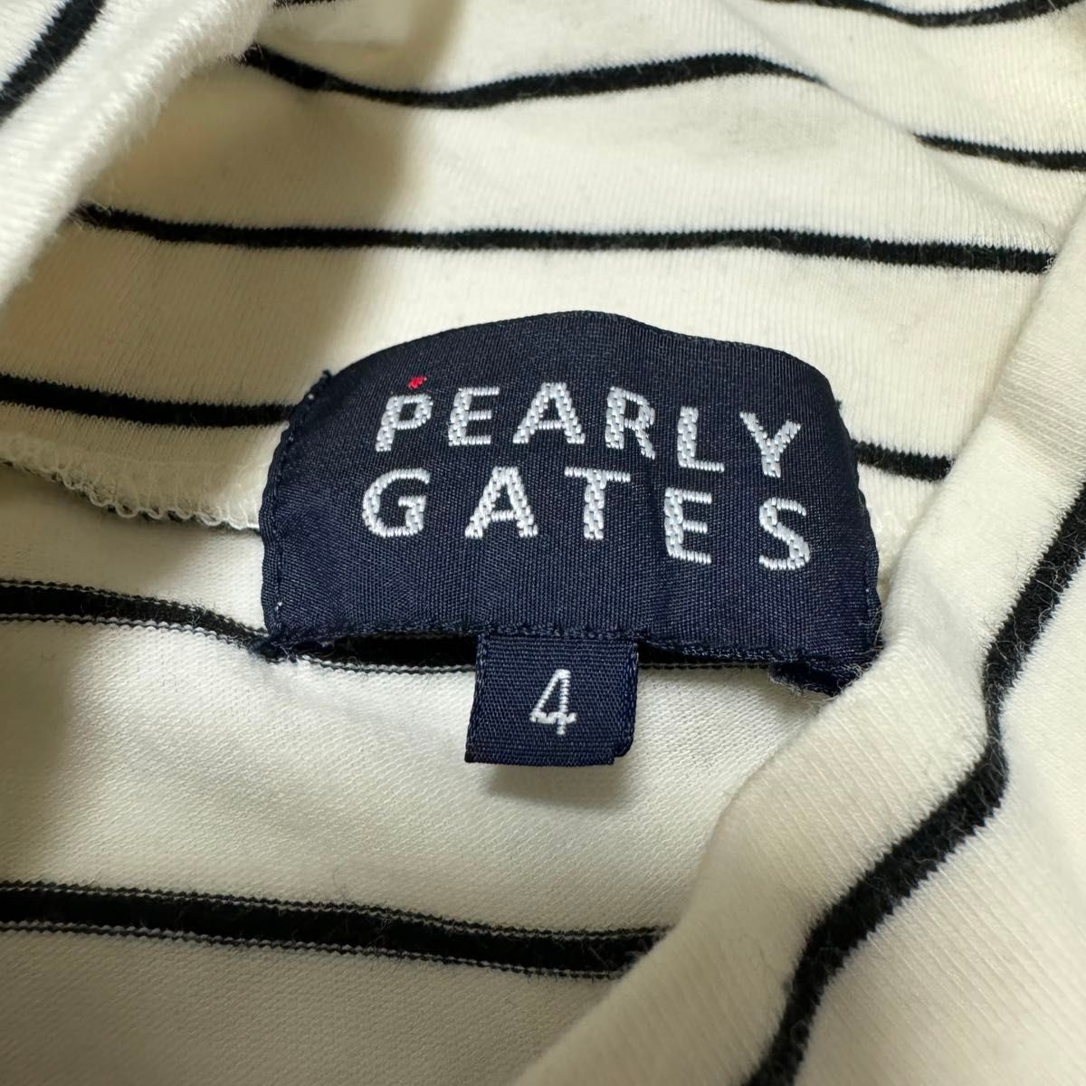 PEARLY GATES パーリーゲイツ ハイネック 長袖Tシャツ ボーダー ホワイト メンズ サイズ4 Sサイズ相当 ゴルフ