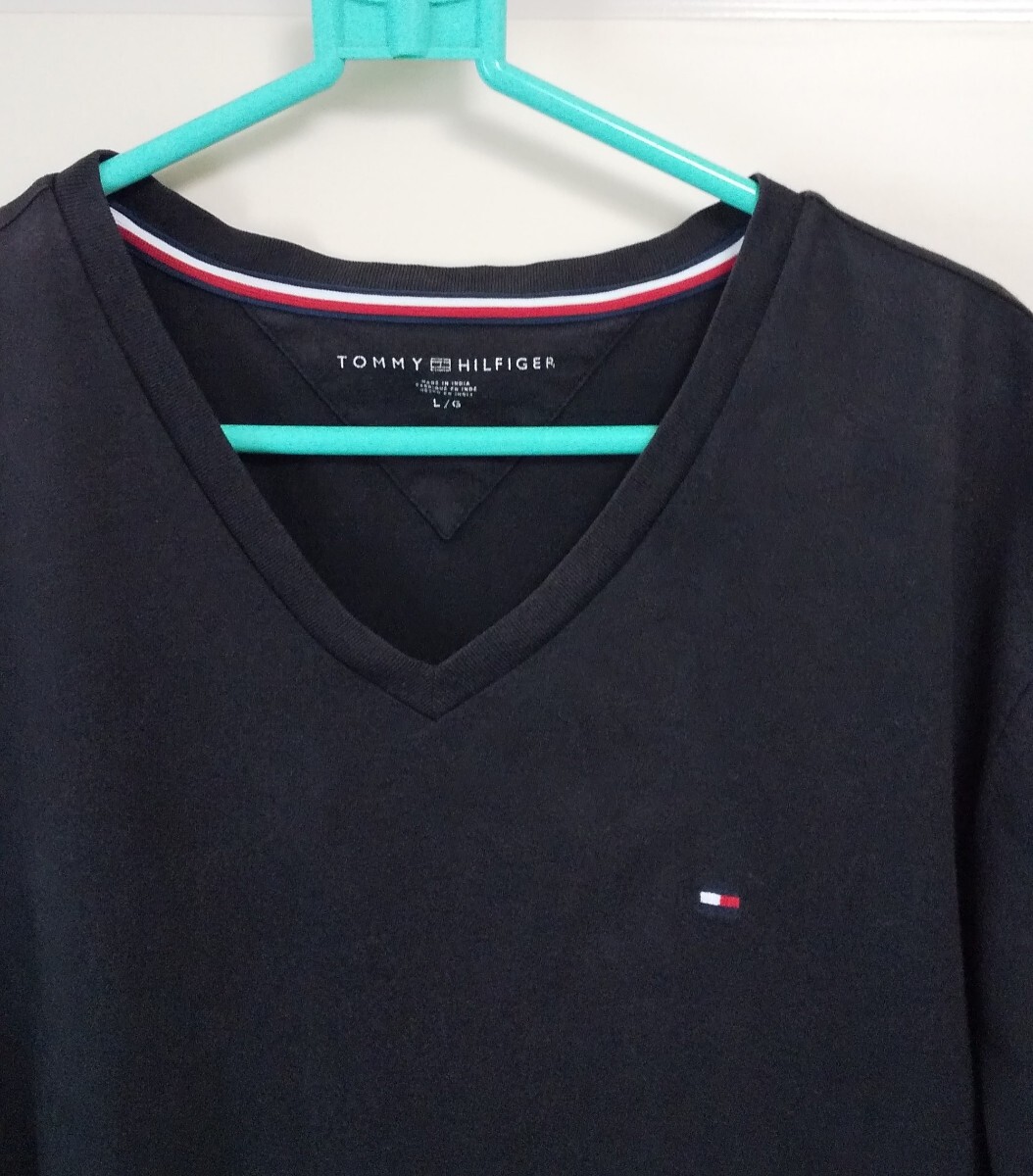 [送料込み] トミーヒルフィガー/Tommy Hilfiger/サイズL/Tシャツ/Ⅴネック//古着/