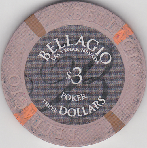 世界のカジノチップ【BELLAGIO $3】ラスベガス　送料無料！！_画像1