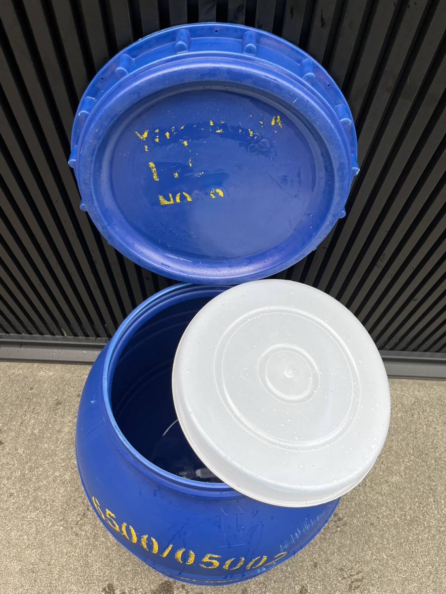 タンク ブルー 約１３０Ｌ サイズ３ 雨水 樹脂製 密封 貯水 貯蔵 園芸 メダカ ぼかし発酵 濾過 リサイクル品の画像3