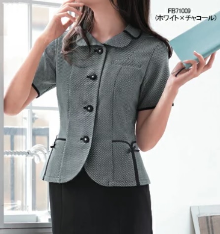 ※Bランク※【中古】FOLK_15号_オーバーブラウス/FB71009/半袖シャツ/フォーク/かわいいOL会社制服/おしゃれ事務服