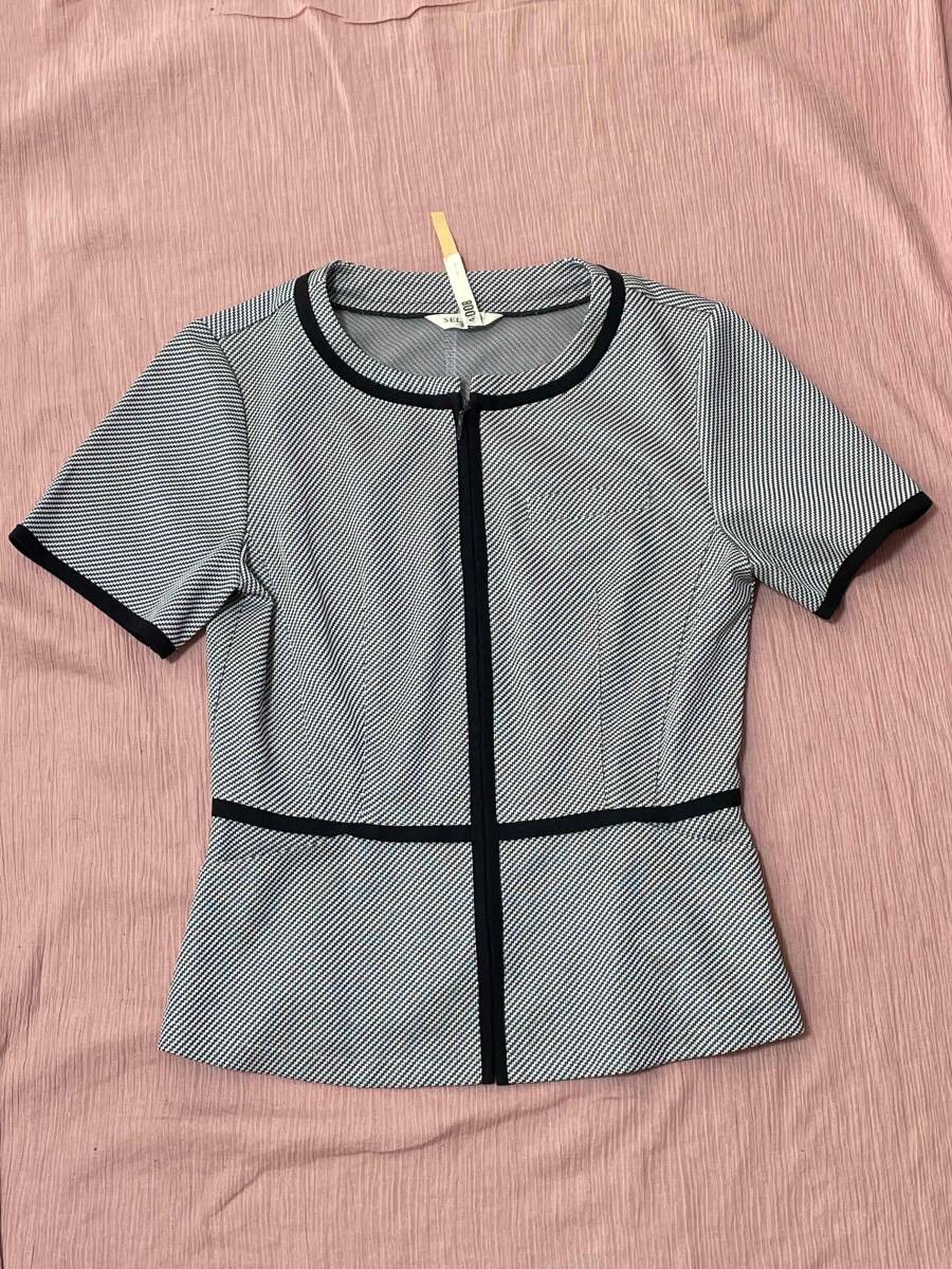 ※Aランク※【中古】SELERY_5号オーバーブラウス（ネイビー）50531/セロリー/かわいいOL会社制服/おしゃれ事務服