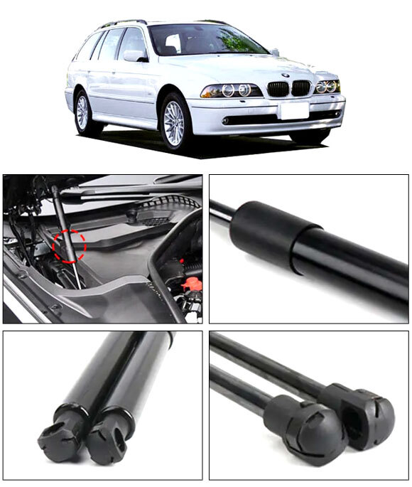 ボンネットダンパー BMW 5シリーズ E39 1996年～2004年 ブラック ステンレス製 入数：1セット(2個) AP-4T2014_画像2