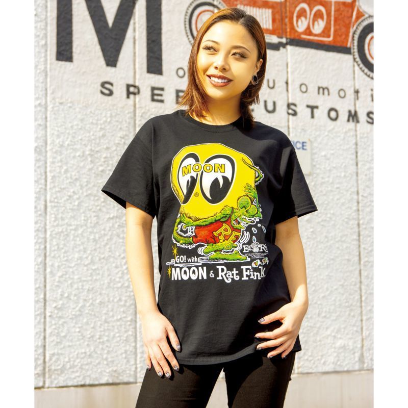 匿名発送 送料込み XLサイズ Rat Fink x MOON Tシャツ ラットフィンク ムーンアイズ mooneyes コラボレーション コラボ ブラック 黒_画像1