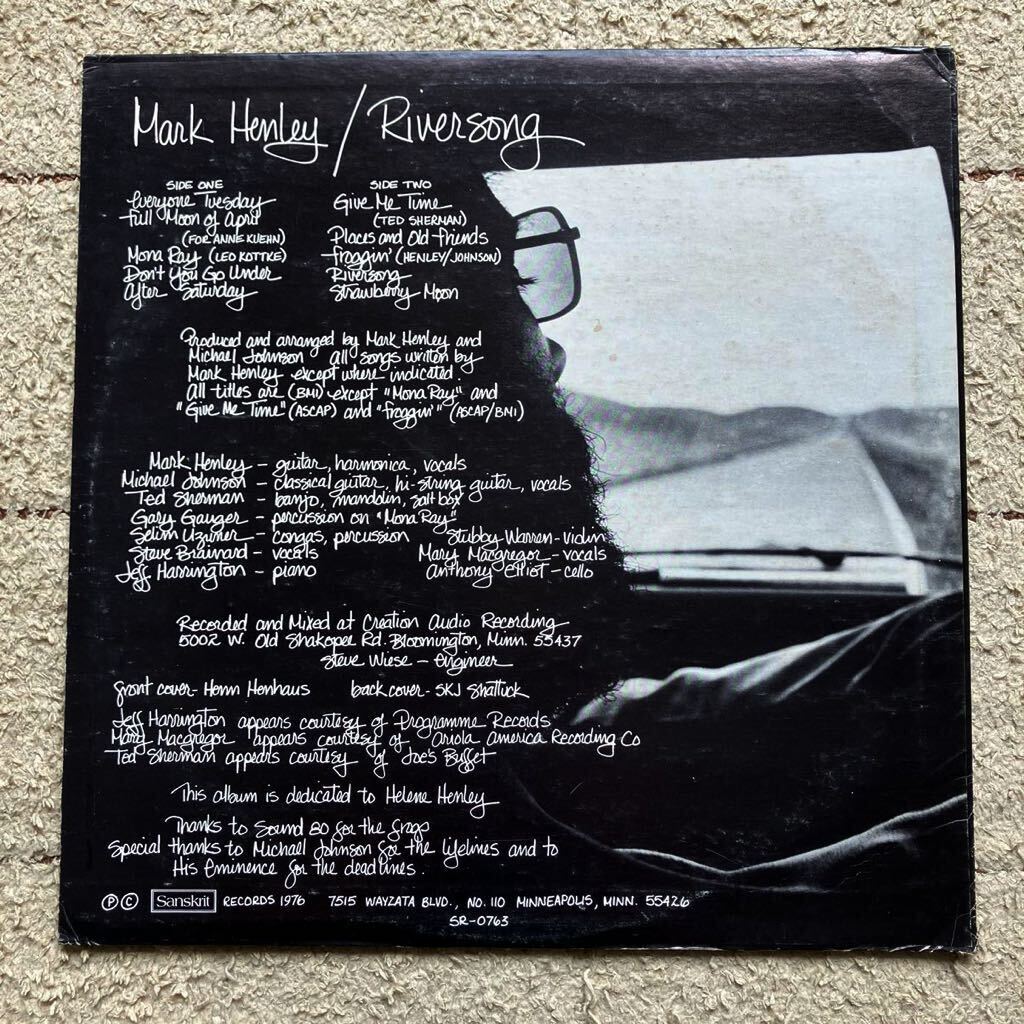 US ORIGI◆稀少 LP◆Mark Henley(マーク・ヘンリー)「Riversong(リバーソング)」◆1976年 SR-0763◆SSW Folk Rock シンガーソングライターの画像2