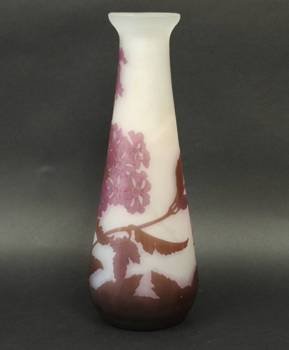 エミール・ガレ 花瓶 キンポウゲ カメオガラス 西洋美術 ガラス工芸 硝子 花器 花 高さ30cmの画像3