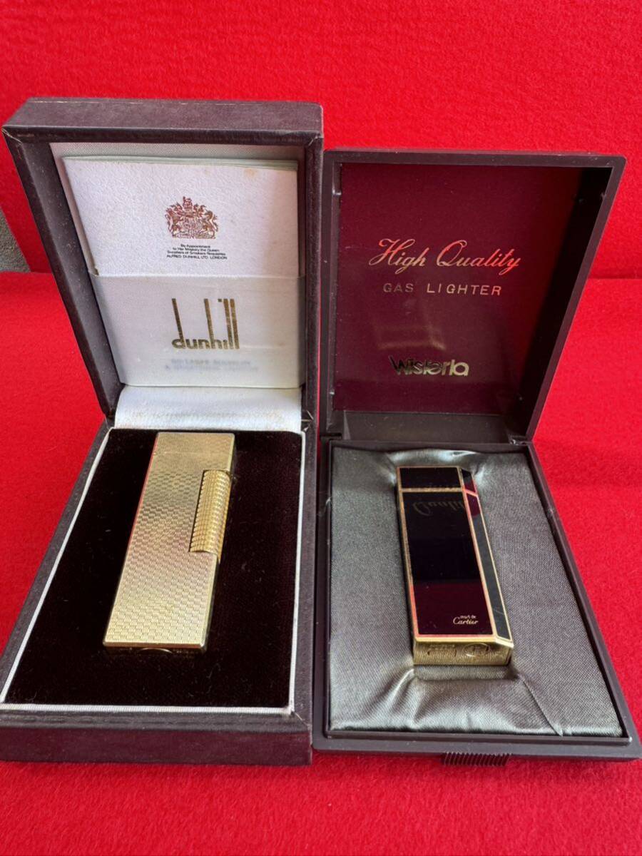  Dunhill dunhill Dunhill Cartier газовая зажигалка зажигалка курение . золотой цвет работа проверка прекрасный товар 