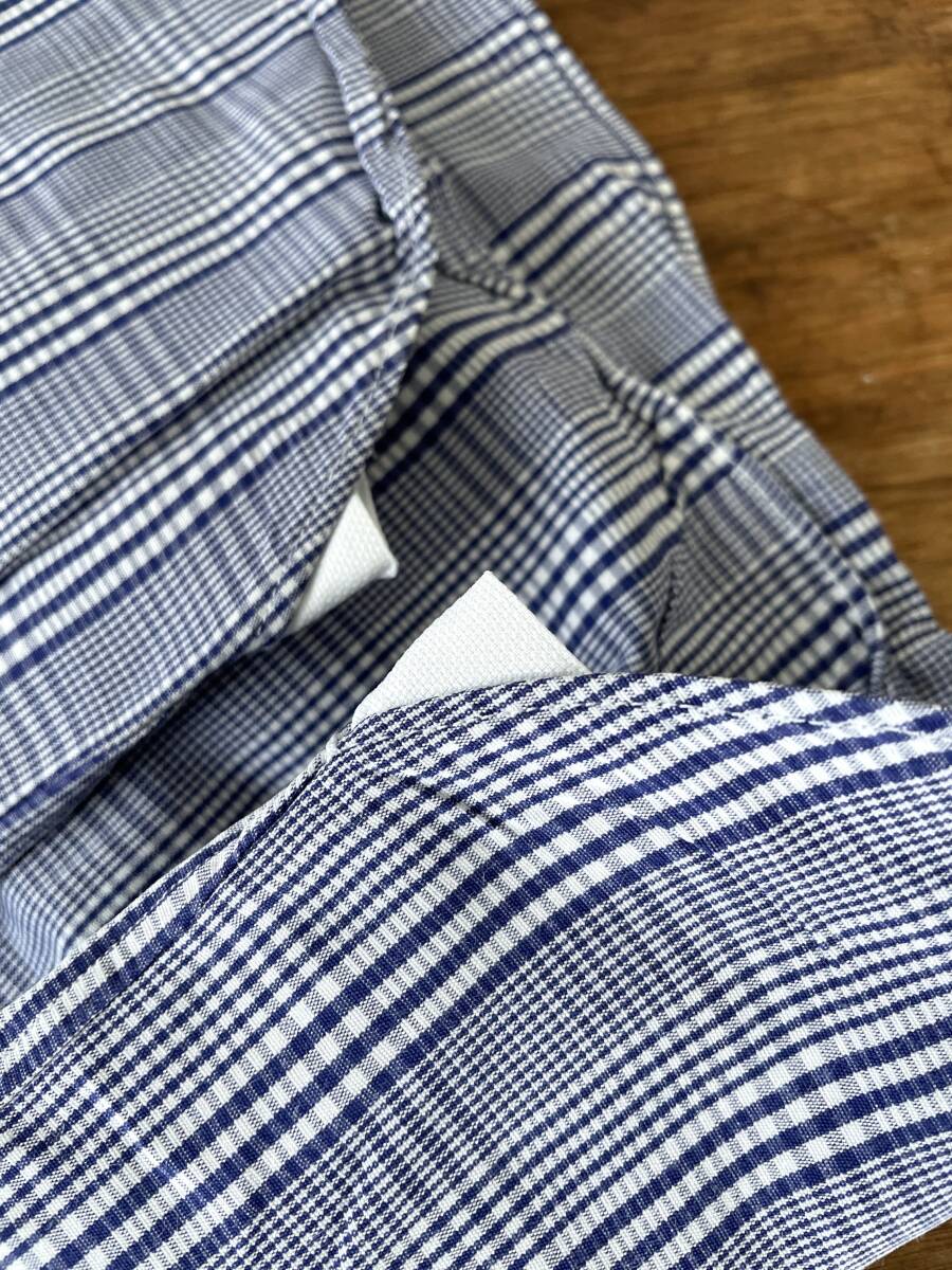 TOM FORD сорочка широкий цвет Glenn проверка темно-синий размер 40-15 3/4 прекрасный б/у двойной запонки Швейцария производства 