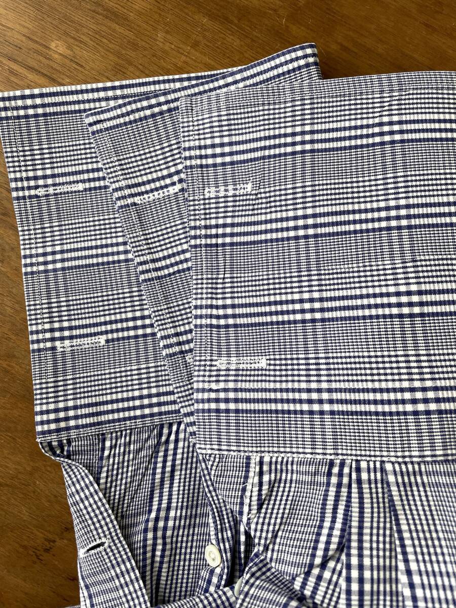 TOM FORD сорочка широкий цвет Glenn проверка темно-синий размер 40-15 3/4 прекрасный б/у двойной запонки Швейцария производства 