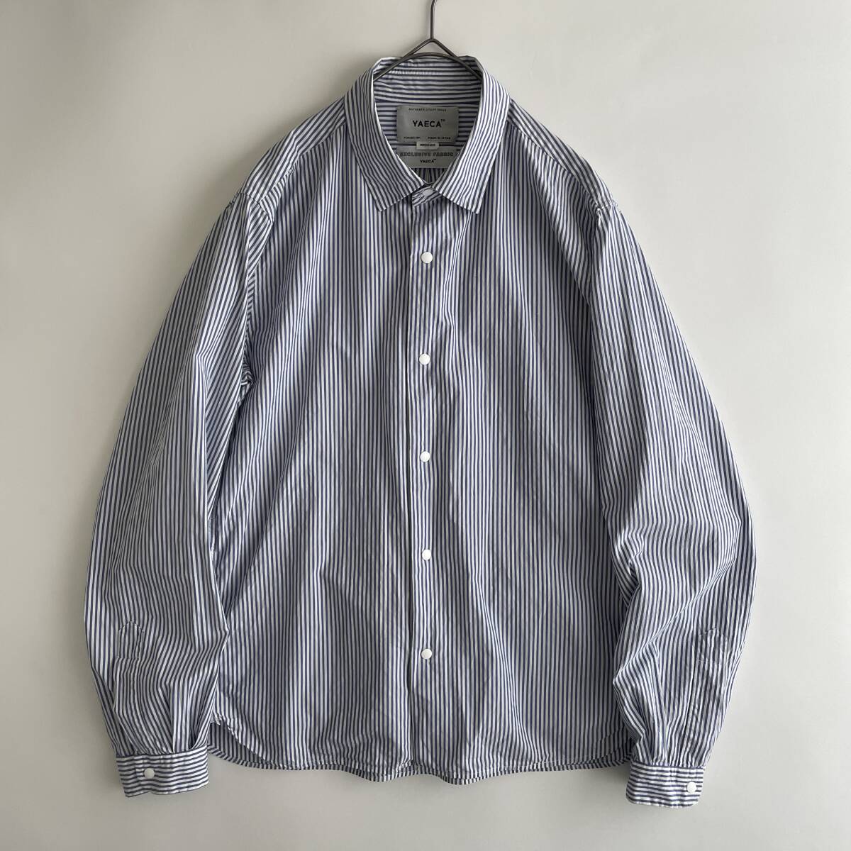 YAECA -COMFORT SHIRT- size/M (ja) ヤエカ コンフォートシャツ 長袖 ネイビー ホワイト ストライプ 白 紺 コットン 日本製 JAPAN_画像1