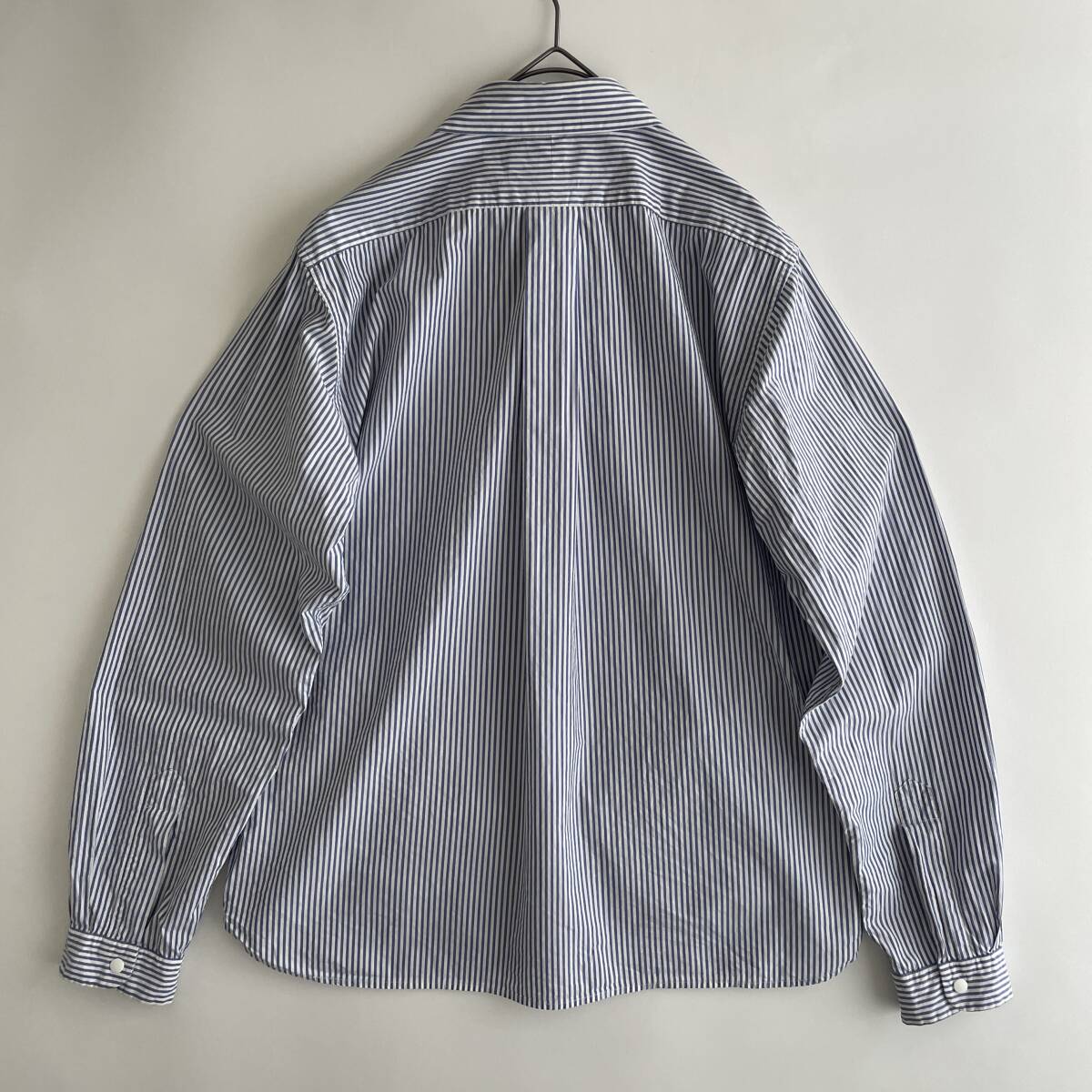 YAECA -COMFORT SHIRT- size/M (ja) ヤエカ コンフォートシャツ 長袖 ネイビー ホワイト ストライプ 白 紺 コットン 日本製 JAPAN_画像4