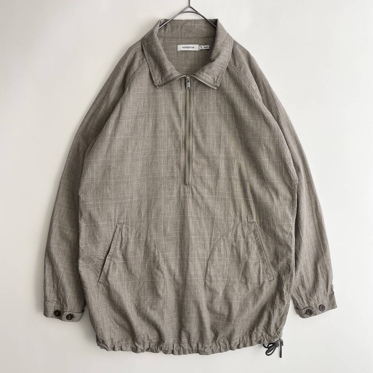 [ beautiful goods ]NONNATIVE size/1 (iz) -HANDYMAN PULLOVER SHIRT- spring summer thin half Zip pull over long shirt long sleeve Glenn check 