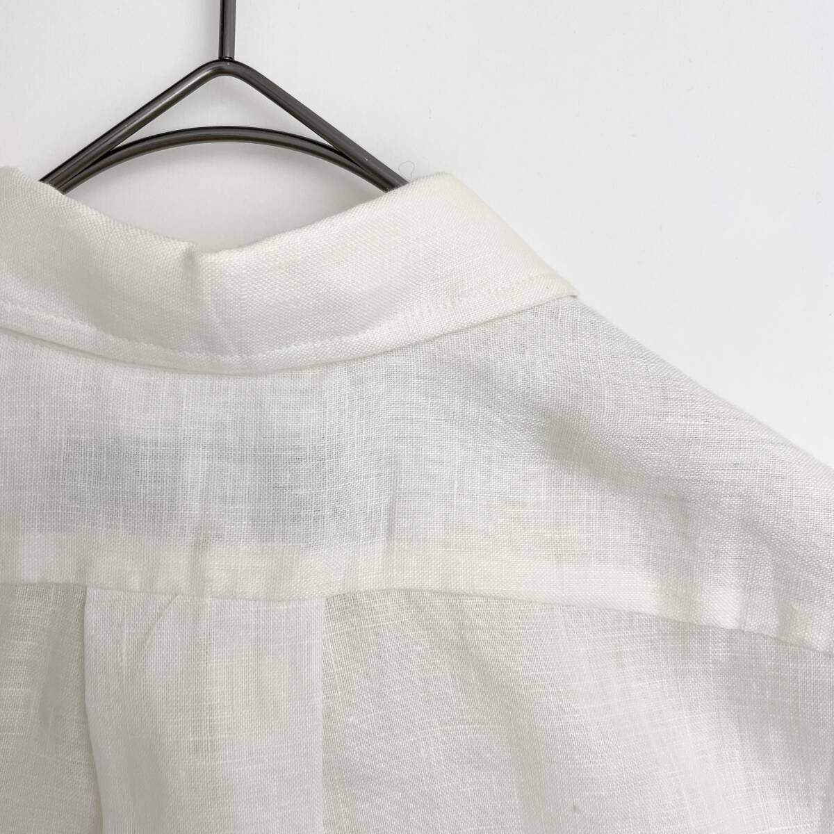 【USA製】INDIVIDUALIZED SHIRTS size/15 (hb) リネン100 春夏 インディビジュアライズドシャツ ノースリーブ シャツ ホワイト 米国製
