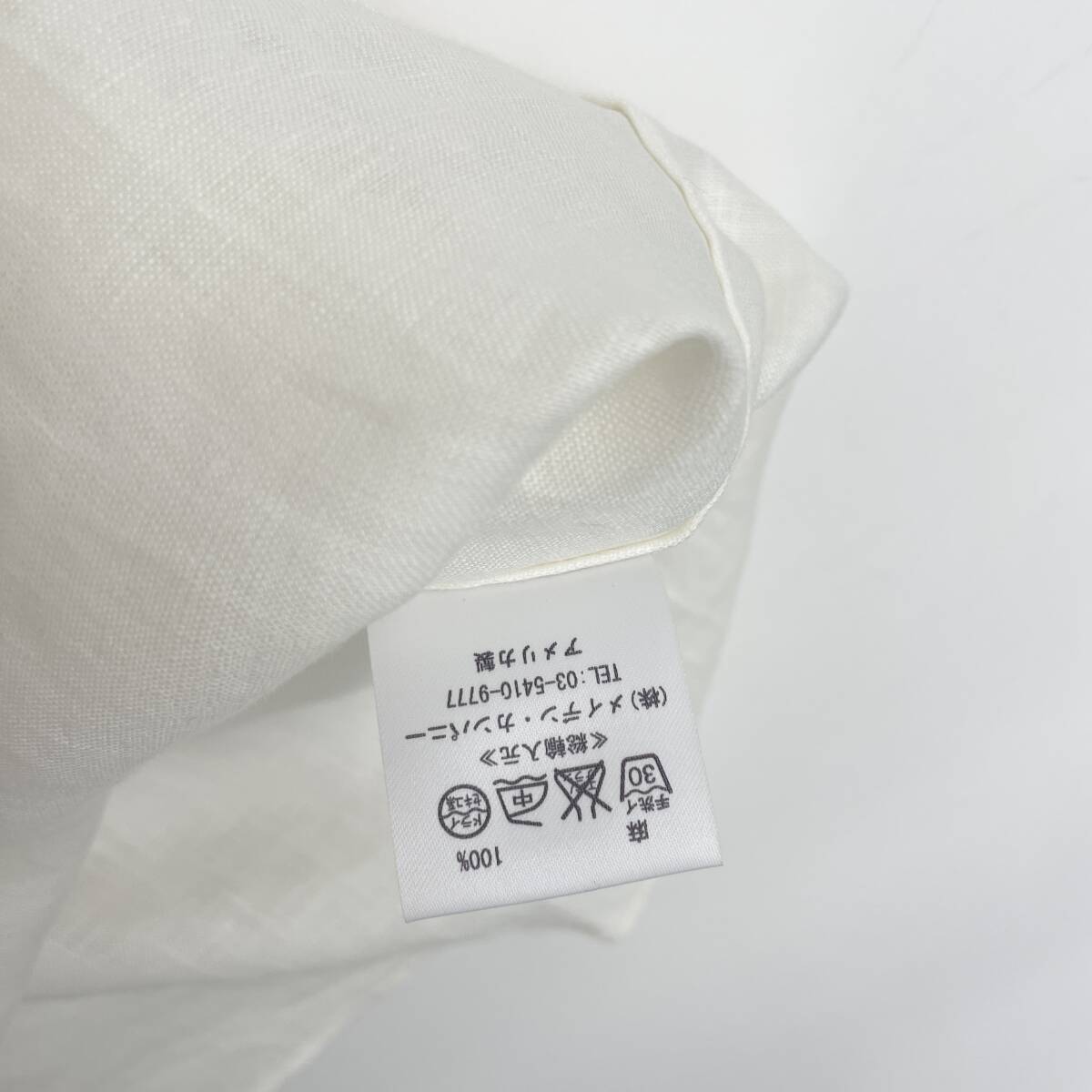 【USA製】INDIVIDUALIZED SHIRTS size/15 (hb) リネン100 春夏 インディビジュアライズドシャツ ノースリーブ シャツ ホワイト 米国製