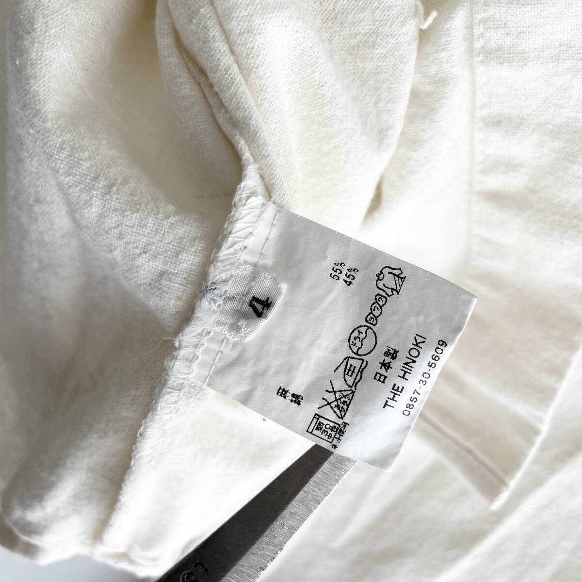 THE HINOKI size/4 (hd) ザヒノキ リネン コットン ワーク シャツ 長袖 ナチュラル アイボリー 生成り 無地 日本製 shirtの画像10