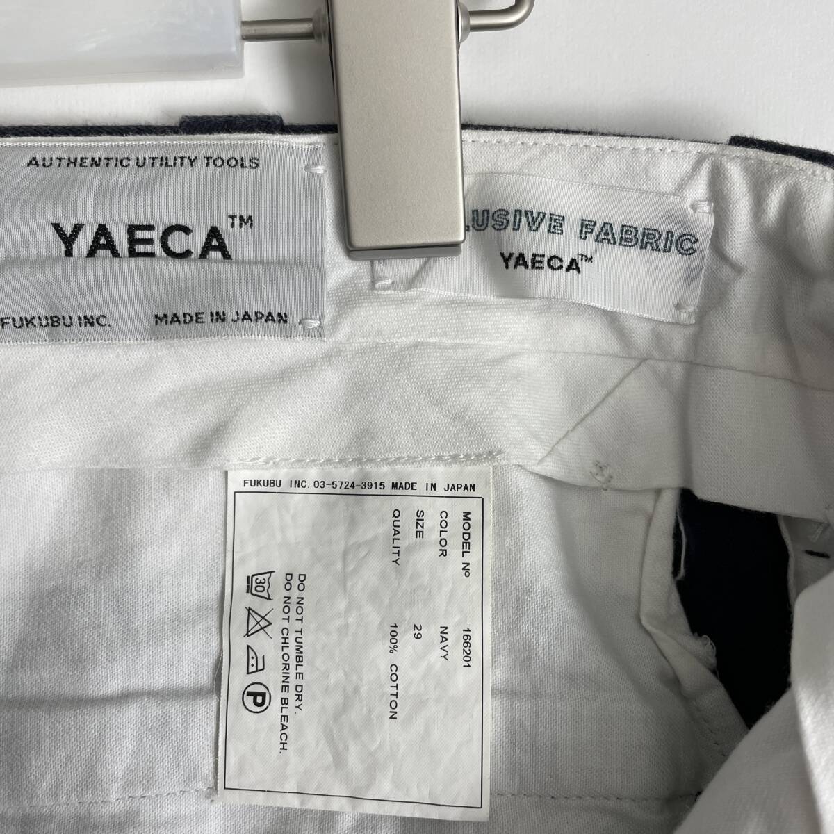 YAECA size/29 (h) ヤエカ チノクロス タック パンツ ワイド テーパード スラックス チノパン ネイビー 紺 無地 日本製 JAPAN pants_画像4