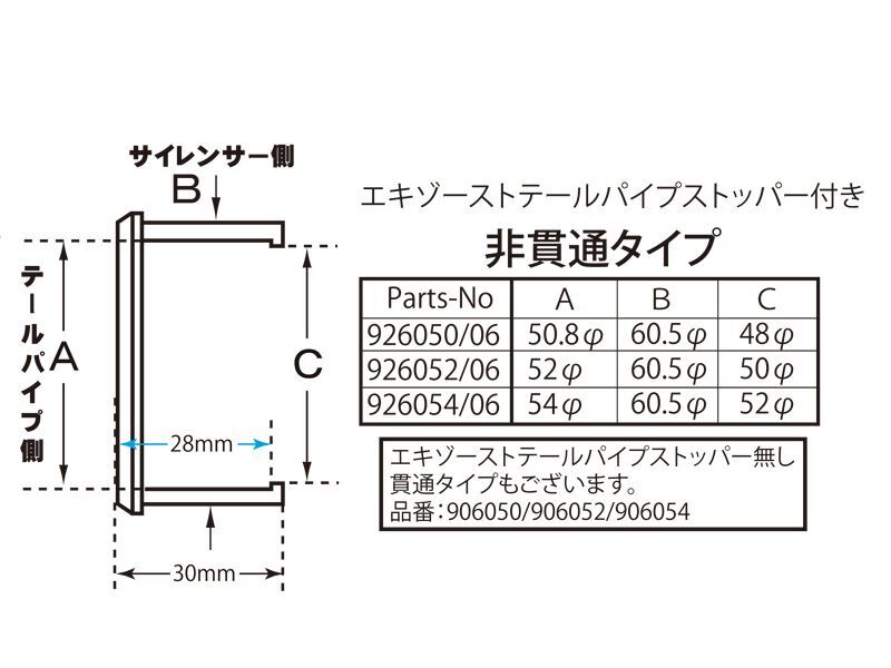 ポッシュフェイス 926050-06 サイレンサー変換アダプター ブラック 50.8mm タイプ2 バイク_画像3